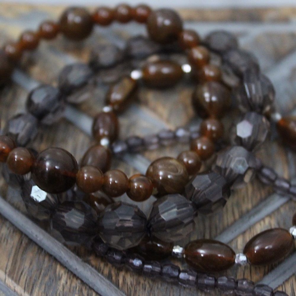 Taupe/Brown Stretchy Stackable Bracelets Set of 4 - Picture 4 of 6